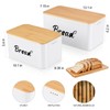 Metal Bread Box Set of 2 with Bamboo Lid, Modern