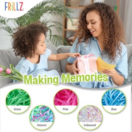FRiLLZ Easter Basket Plastic Shred - Perfect Easter Grass for Baskets, Hunts, and Table Decorations - Home, School, Office Easter Celebration Essential (Green, 1/2 Pound, 227 grams)