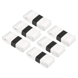 PATIKIL 43.3" Tennis Racket Grip Tape with Hole, 6 Pack PU Overgrip Stretchy Non-Slip Absorb Sweat for Badminton Fishing Rod, White