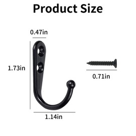 14 Pcs Coat Hooks,Wall Hook Black Metal Hanging Clothes Screw in Hat Key Mounted Single Cupboard Door Robe Modern Ornament Decorative Display Mountable Screws,for Hang in Bedroom Bathroom Kitchen