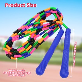 Coolrunner 16 FT Long Jump Rope(4 PACK), Double Dutch Jump Ropes Soft Beaded Skipping for Kids Adults Plastic Segmented Long Enough for 4-5 Jumpers (blue)
