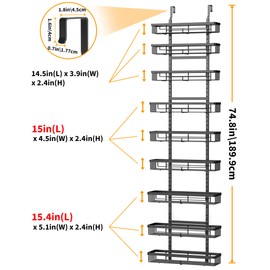 Moforoco 9-Tier Over The Door Pantry Organizer, Pantry Organization and Storage, Black Hanging Basket Wall Spice Rack Seasoning Shelves, Home & Kitchen