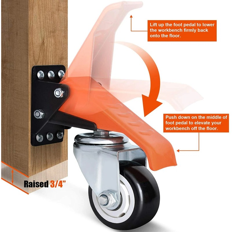 Ronlap 4 Ronlap Workbench Casters Kit 880 Lbs Capacity 3"