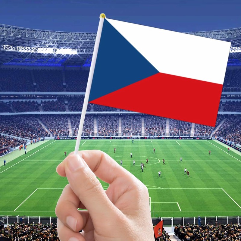 BigTree Czech Mini Waving Flags (50pcs, 21x14cm, Red and White)