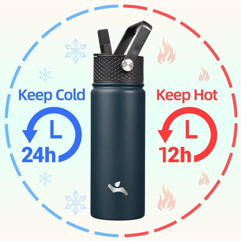 Konokyo 18 oz Insulated Water Bottle Stainless Steel Sport Bottles