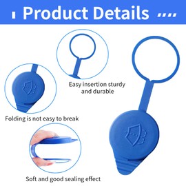 Pack of 3 lids for windscreen washer container, washer fluid container cover, windscreen wiper reservoir tank bottle cap, car windscreen wiper accessories (blue)