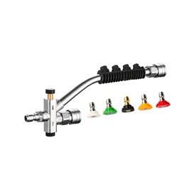 DANCINGBOAR Foam Cannon Dual Connector, Double Tip Attachment with 5 Spray Nozzles, 4000 PSI, 1/4'' Quick Connect