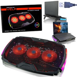 AABCOOLING VELA - Cooling Pad for 10-17 inch Gaming Laptop - 3 Quiet Efficient Fans - RGB Illuminated Side - 2-Level Tilt Adjustment - Maximum Efficiency and Cooling - Notebook PC Stand