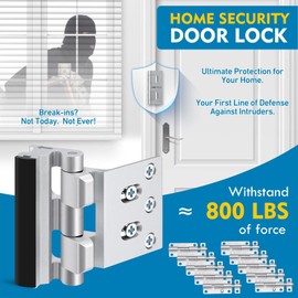 Door Reinforcement Lock, 800 lbs Anti-Kick Child-Proof Security for Inward-Swing Doors – Home & Renter Friendly, Quick DIY Install (8 Screws Included, 1 Pack) for Apartments and Houses