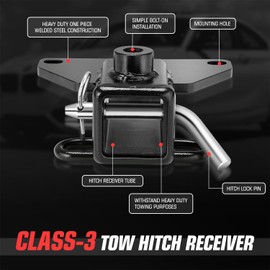 DNA MOTORING 2" Receiver Class III Mini Tow Hitches Compatible with Jeep Gladiator 2020-2025, TH-N-082