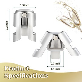 I-MART Pack of 2 Stainless Steel Champagne Stoppers, Prosecco, Sparkling Wine Bottle Stopper, Airtight Seal, Reusable, Dishwasher Safe