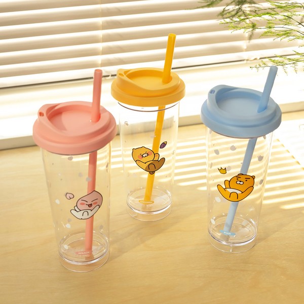 Kakao Friends KF Clear Tumbler Straw Large Capacity 591ml, KF