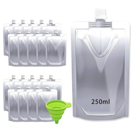 20pcs 250ml Foil Pouches for Festivals, Secret Flask with Screw-on Caps, 100°C Heat Resistance, -20°C Freezing, Good Light Avoidance Moisture-Proof and Freshness Preservation – Camping and Festi