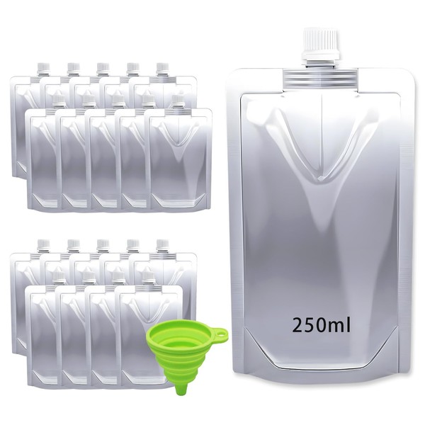 20pcs 250ml Foil Pouches for Festivals, Secret Flask with Screw-on