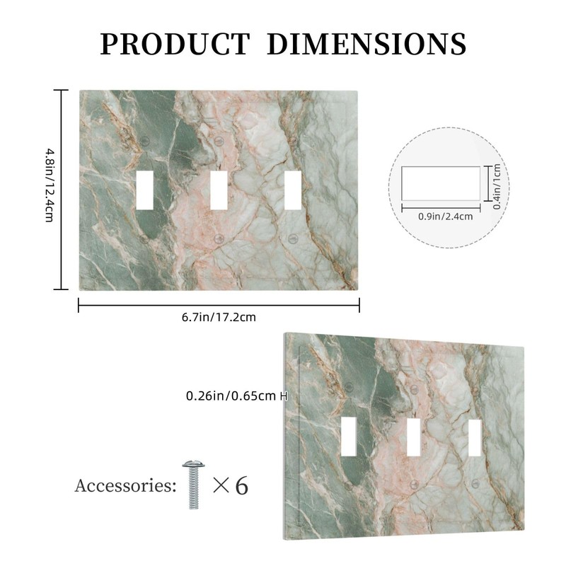 Lolreai Light Switch Cover Green Abstract Marble Modern Luxury 3