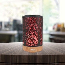 HZEX Black Iron Treeline Aromatherapy Essential Oil Diffuser with Remote and 7 LED Lights, 120ml Water Tank, Whisper-Quiet for Bedroom, Office, Baby Room, Comes w/Remote
