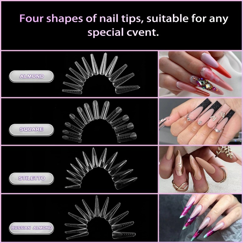 BOMOQING 288PCS Nail Dual Forms for French Nails, Dual Nail