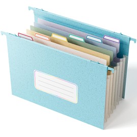 EcoStash Wheat Straw Expanding Hanging File Folders,1.2" Accordion Pockets File Organizer, Large Capacity,Letter Size for Filing Cabinet,100% BPA Free, Return to Nature, Healthy Living-Sky Blue