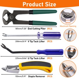 Hmknana 4Pcs Upholstery and Construction Staple Remover Tools Set - Nail Tack Remover, U Tack Lifter, End Cutting Plier, Carpet Remover Tool for Furniture Floor Craft Project Photo Frame