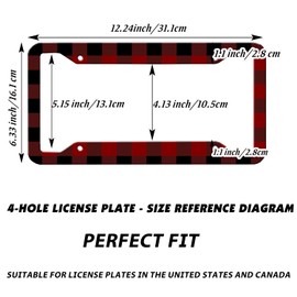 License Plate Frame Black and red Buffalo Check Grid Metal Aluminum car Protection Label Holder with 4 Holes and Screws 12.2 x 6.3 inches US Vehicle Decoration Standard Suitable for Women and Men