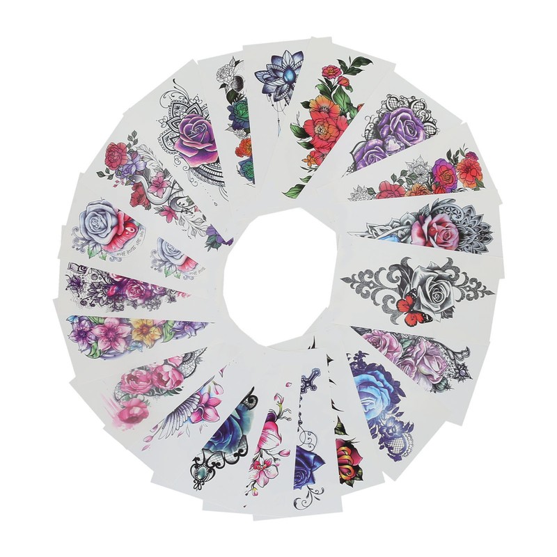 20pcs Temporary Tattoos Stickers Waterproof Long Lasting Flower Fake Tattoo