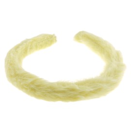 Womens Narrow Thin Soft Plush Faux Fur Fabric Boho Winter Christmas Birthday Wedding Bridesmaid Party Headpiece Hair Head Headband Alice Band (Pale Yellow, One Size)