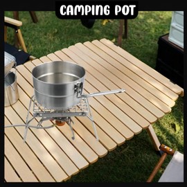 Liebemode 1.5L Camping Cookware Pot Stainless Steel Cooking Pot with Lid and Folding Handle Portable Cook Pot for Camping Hiking Picnic