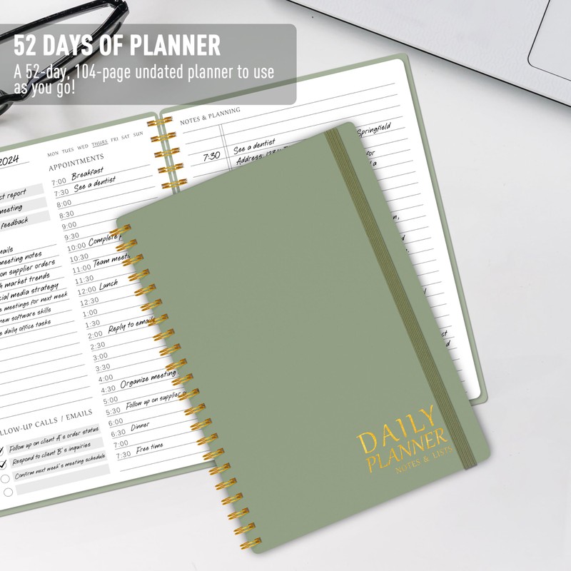 Daily Planner Undated - Simplified To-Do List Notebook with Hourly