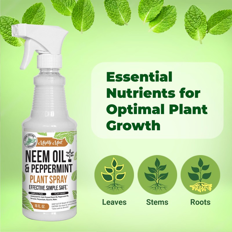 Mighty Mint Neem Oil & Peppermint Plant Nutrient Spray –