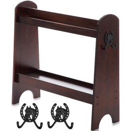 Threehoney Pine Wood Saddle Rack Saddle Stand for English and Western Saddles Horse Tack Organizers Horse Supplies Accessories Equipment for Displaying Trophy Saddles at Home(Dark Red)