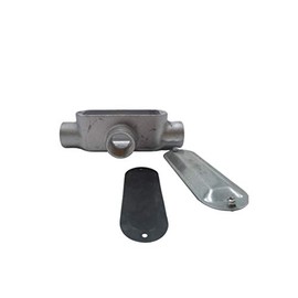 COREX 1" T Format Threaded Rigid Conduit Body with Steel Cover and Neoprene Gasket - Malleable Iron - 1-Pack