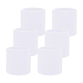Fecawd 6 Pack Wristbands Sweatbands for Men & Women, Breathable Tennis Wrist Bands Absorbent Sweat Band Multiuse Wristband for Basketball, Running, Gym, Working Out(White)