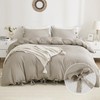 annadaif Light Tan Duvet Cover Queen(90x90 Inch), 3 Pieces (1