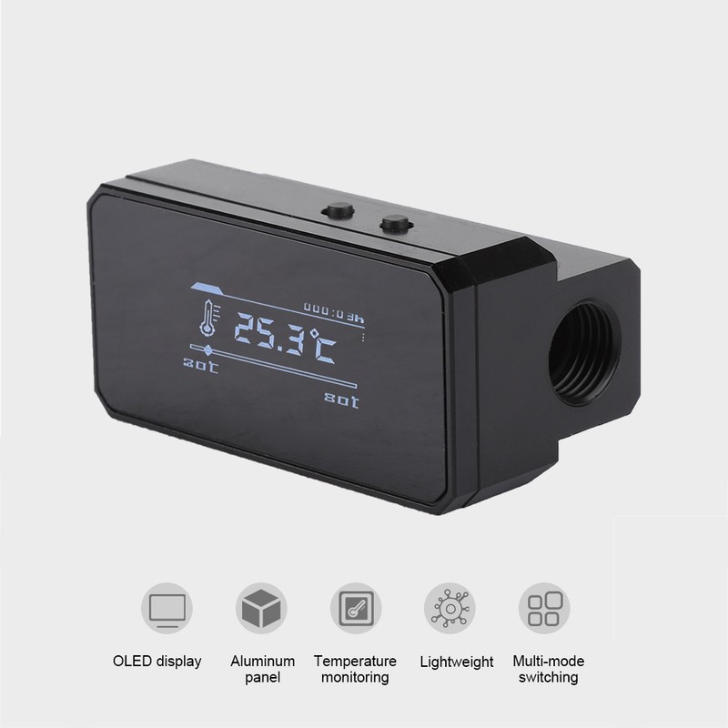 Intelligent Water Temperature Protector Multi Mode OLED Display Monitoring Thermometer(Black