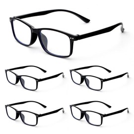 MMOWW 5 Pack Reading Glasses for Women Men Classic Square Frame Lightweight Readers, 5 Pack Black +2.5