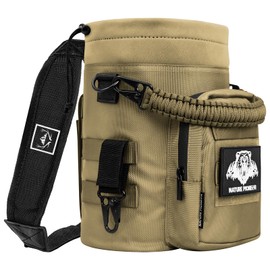 NATURE PIONEOR 32 64 128oz Tactical Water Bottle Pouch, Multi-Function Tactical Water Bottle Bag with Adjustable Shoulder Strap, Half/One Gallon Molle Strap Carrier Holder