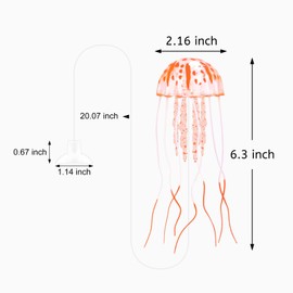 WishLotus 2 PCS Jellyfish Fish Tank Decorations, Simulation Jellyfish Plant Ornament, Fish Tank Jellyfish Glow Decorations Fishtank Decorations Suitable for Various Fish Tank/Aquarium (S, Orange)