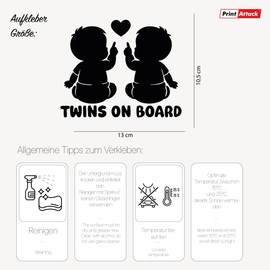 Twins on Board Aufkleber Auto Baby Sticker Zwillinge - wetterfest Handmade in Deutschland 13x10 cm Junge-Junge, Junge-Mädchen, Mädchen-Mädchen verschiedene Farben (Brillantblau, V1 Junge - Junge)