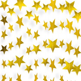 Kuailaihai 10pcs Gold Star Hanging Garlands Party Decorations for Birthday Wedding New Year Graduation Hanging Banner (130ft in Total)