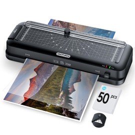 Thermal Laminator Machine, 9-Inch, 3-in-1 Laminator with Built-in Paper Trimmer, Hole Punch & Corner Rounder, 50 Laminating Pouches, Fast 3-Min Warm-Up, Jam-Free for Home, Office, School