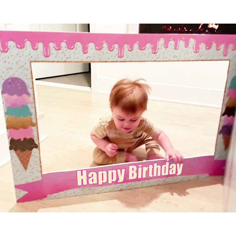 LaVenty Ice Cream Party Photo Booth Props Frame Ice Cream