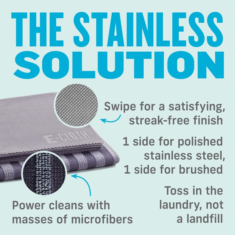 E-Cloth Stainless Steel Cleaning Kit, Microfiber Stainless Steel Cleaner for