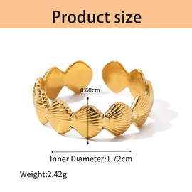 Hebterrka Seestern und Muschel Ring, 18K Vergoldeter Seestern Ring, Sommer Ozean Geschenke für Frauen (Muschel)