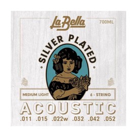 La Bella 700ML Silver-Plated - Medium Light, 6-String Acoustic Guitar String 11-52