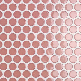 CRE8TIVE 4 Sheets Penny Round Tile Peel and Stick Backsplash Peach Pink Mosaic Peel and Stick Tile for Kitchen Bathroom Back Splash 3D Shower Tiles Waterproof Removable Backsplash for Renters 12"x12"