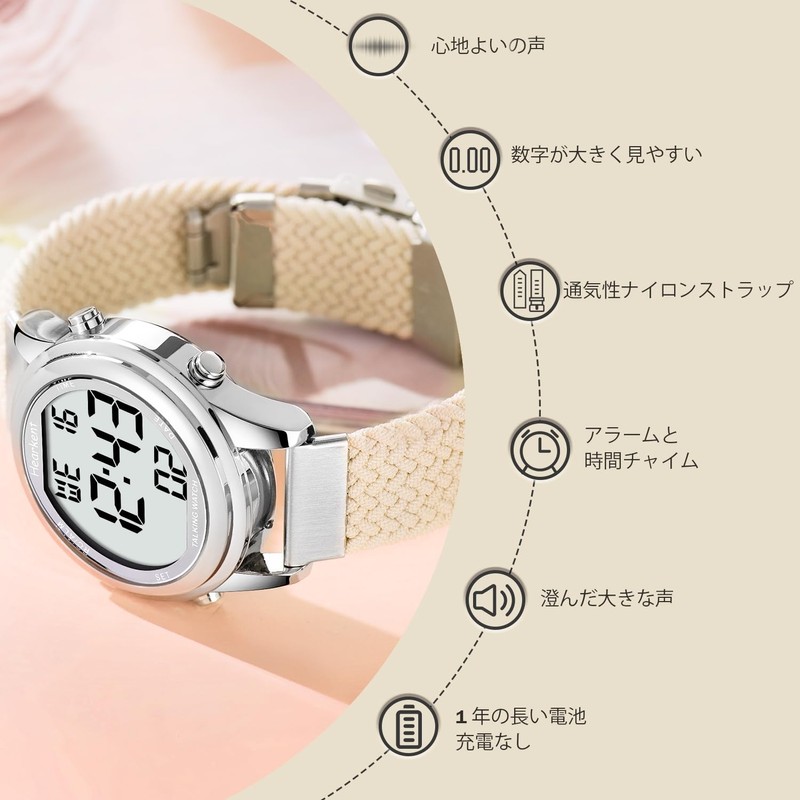 Hearkent Women's Digital Talking Watch Japanese Speaking Fun Voice LCD
