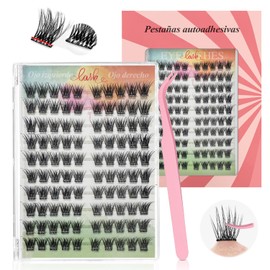 Pestañas Postizas Kit Completo DIY 100 Racimos, Pestañas Postizas Autoadhesivas con Pinzas, Kit De Extensión De Pestañas Reutilizables, No Necesita Pegamento y Quitamaquillaje