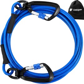 Dog Tie Out Cable 30FT, 1500LBS Break Strength, Heavy Duty Dog Leads with Lockable Swivel Hook for Yard and Outside, Chew & Rust Proof Dog Run Cable for Medium Large Dogs