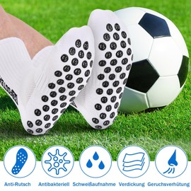 JUNEBRUSHS Football Socks Men's Grip Socks Football for Men Non-Slip Stopper Socks Football Stuff Football Accessories, Black and White