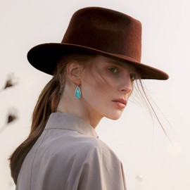 Sterling Silver Turquoise Earrings for Women: Teardrop Turquoise Dangle Earrings Vintage Style Western Jewelry Gift for Cowgirls, Large, Metal, No Gemstone